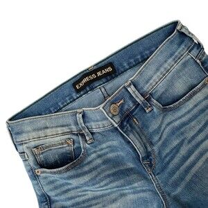 EXPRESS Lightwash Whiskering Distressed Skinny Jeans Size 2R